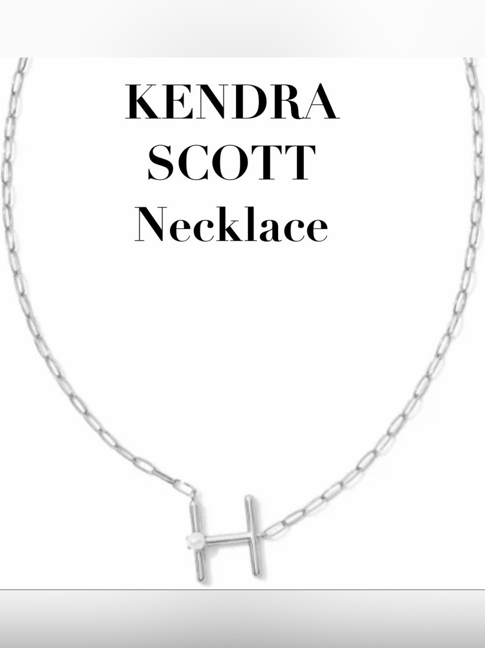 NWT Kendra Scott Freshwater Cultured Pearl Silver Letter H ShortPendant Necklace